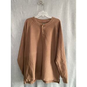 Vintage Cabela’s Ribbed Henley Shirt - Brown - 100% Cotton - Size L Regular